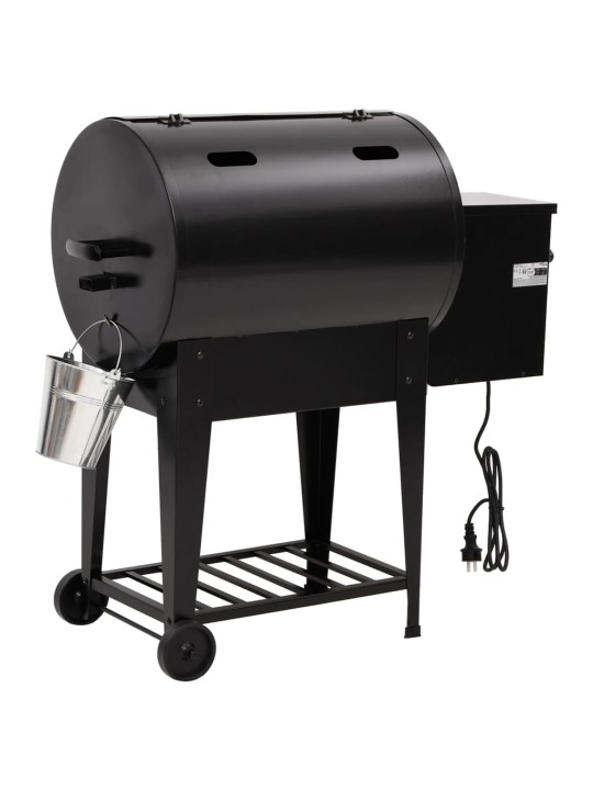 Pelletgrill alumise riiuliga, must, 94 cm, raud