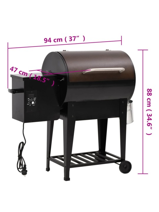 Pelletgrill alumise riiuliga, must, 94 cm, raud