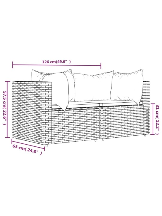 Aia nurgadiivanid patjadega 2 tk, must, polürotang