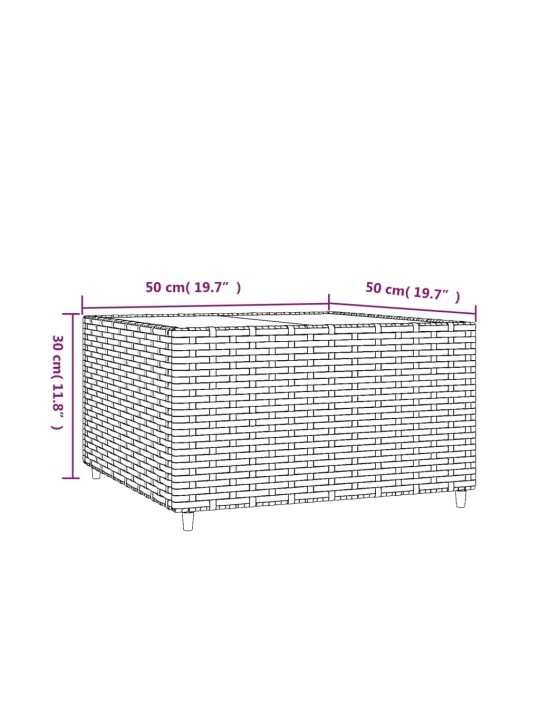 Kandiline aia kohvilaud, pruun, 50 x 50 x 30 cm, polürotang