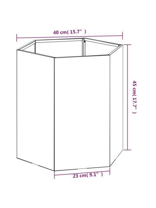 Taimekast, rooste, 40x40x45 cm, corten teras