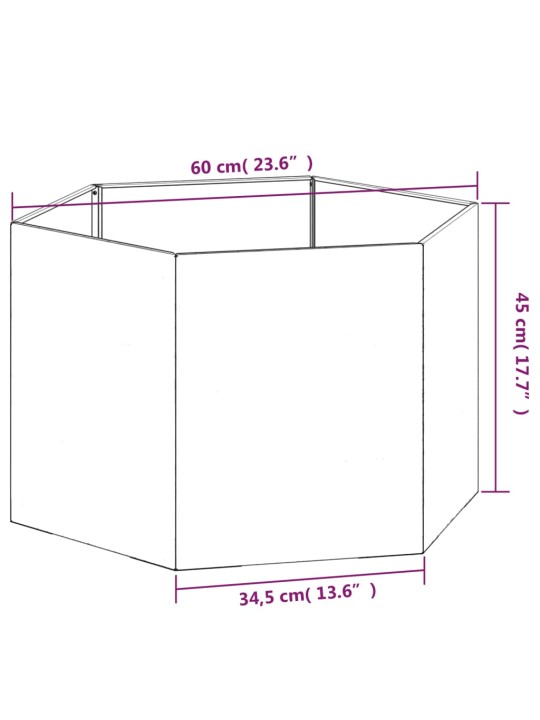 Taimekast, rooste, 60x60x45 cm, corten teras