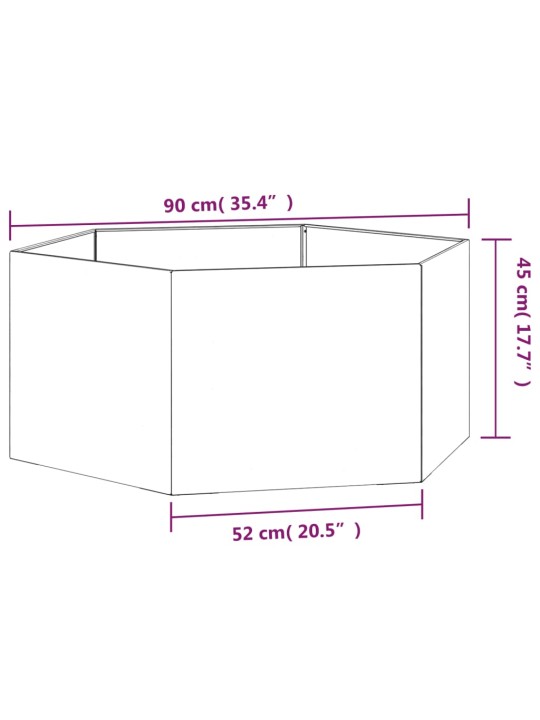 Taimekast, rooste, 90 x 90 x 45 cm, corten teras