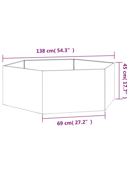 Taimekast, rooste, 138x120x45 cm, corten teras