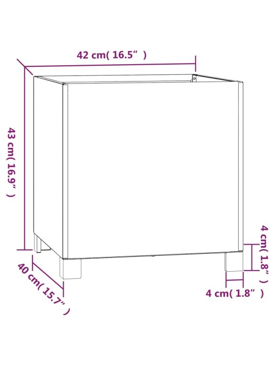 Jalgadega taimekast, rooste, 42 x 40 x 43 cm, corten teras