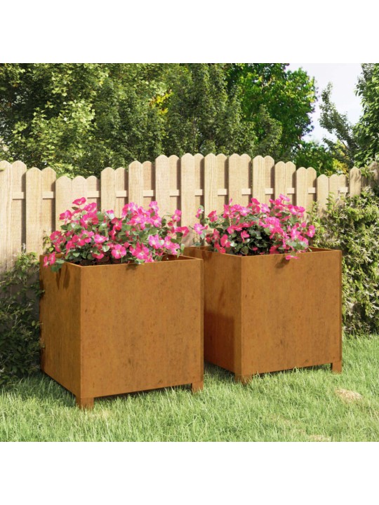 Jalgadega taimekastid, 2 tk, rooste, 42x40x43 cm, corten teras