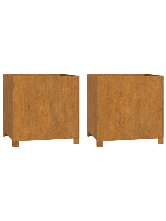 Jalgadega taimekastid, 2 tk, rooste, 49x47x50 cm, corten teras