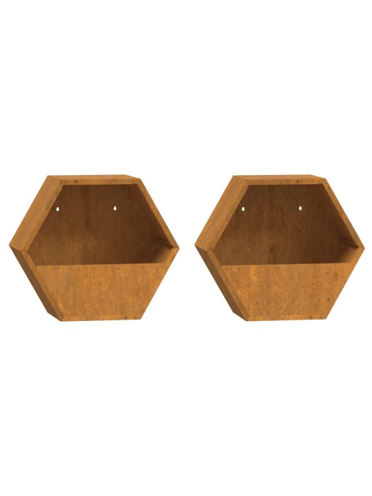 Seina taimekastid 2 tk, rooste, corten teras, 30x10x25 cm