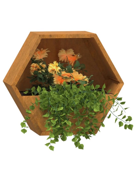 Seina taimekastid 2 tk, rooste, corten teras, 30x10x25 cm