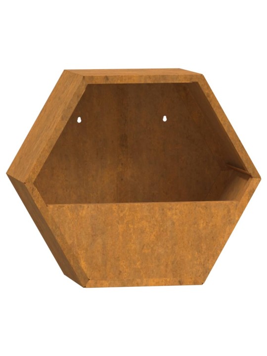 Seina taimekastid 2 tk, rooste, corten teras, 30x10x25 cm