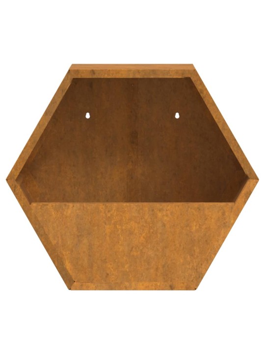 Seina taimekastid 2 tk, rooste, corten teras, 30x10x25 cm