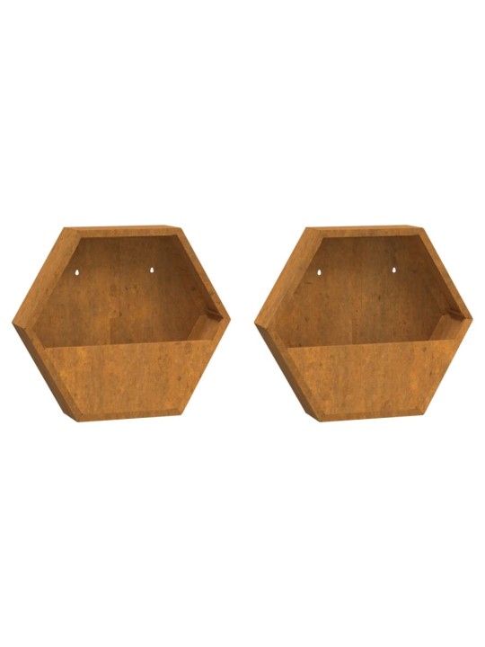 Seina taimekastid 2 tk, rooste, corten teras, 46x10x40 cm