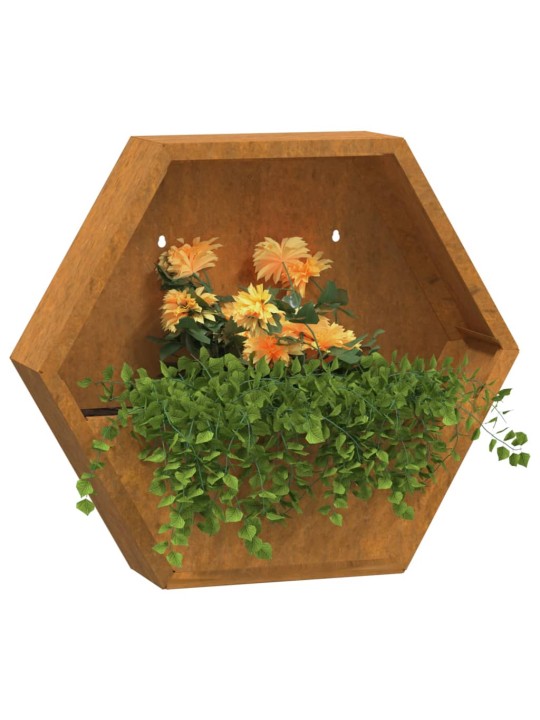 Seina taimekastid 2 tk, rooste, corten teras, 46x10x40 cm