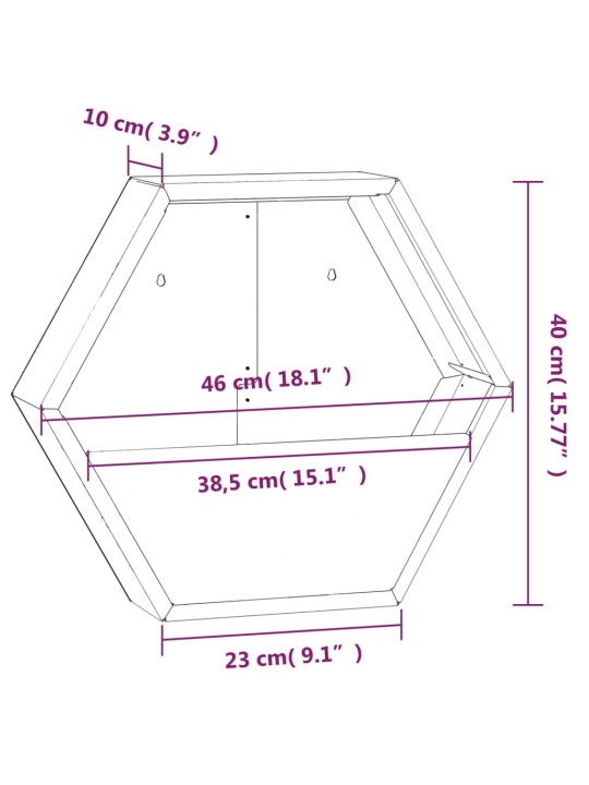 Seina taimekastid 2 tk, rooste, corten teras, 46x10x40 cm