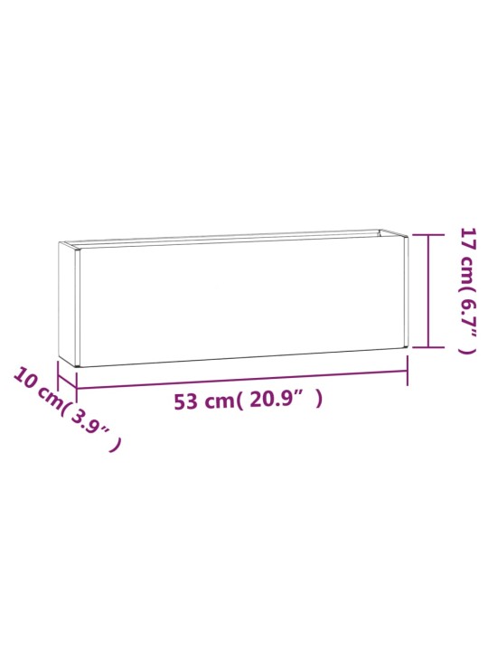 Seina taimekastid 2 tk, roostes, corteni teras, 53x10x17 cm