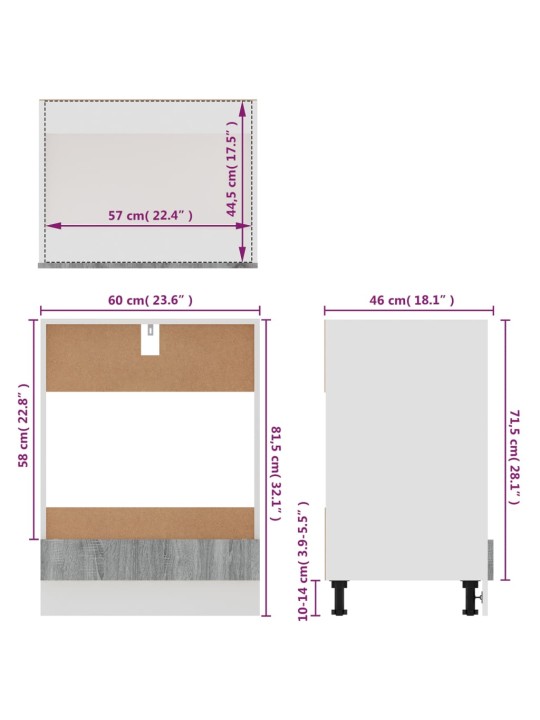 Ahjukapp, hall sonoma tamm, 60 x 46 x 81,5 cm, tehispuit