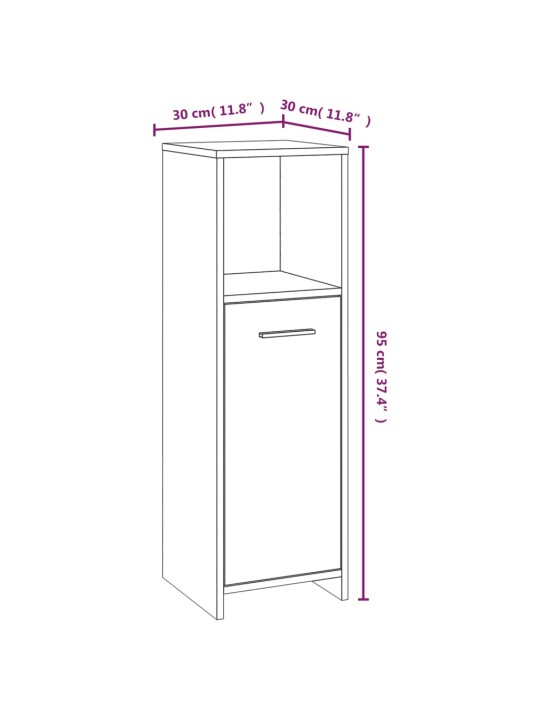 Vannitoakapp, hall sonoma tamm, 30 x 30 x 95 cm, tehispuit