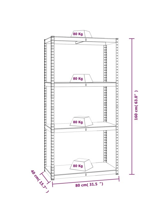 4 riiuliga riiulid 4 tk, antratsiithall, teras ja tehispuit