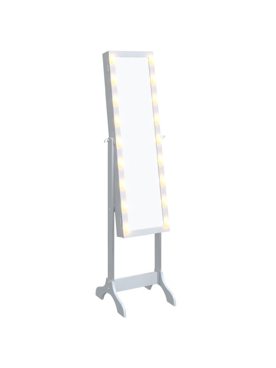 Eraldiseisev peegel led-tuledega, valge, 34 x 37 x 146 cm