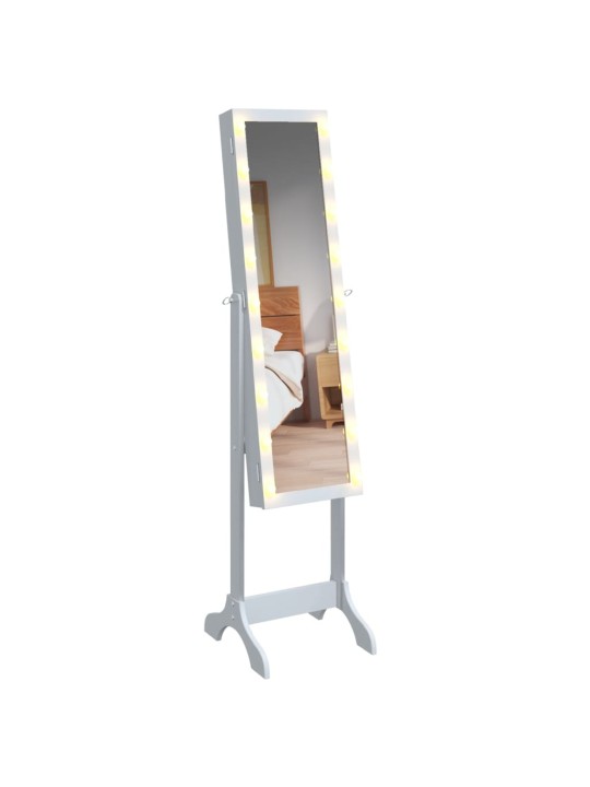 Eraldiseisev peegel led-tuledega, valge, 34 x 37 x 146 cm