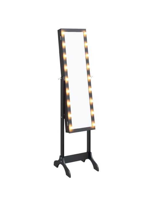 Eraldiseisev peegel led-tuledega, must, 34 x 37 x 146 cm