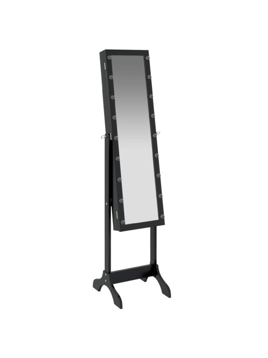 Eraldiseisev peegel led-tuledega, must, 34 x 37 x 146 cm