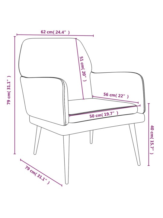 Tugitool, helehall, 62x79x79 cm, samet