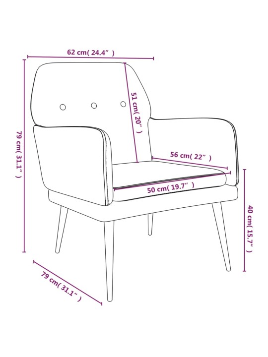 Tugitool, helehall, 62x79x79 cm, samet