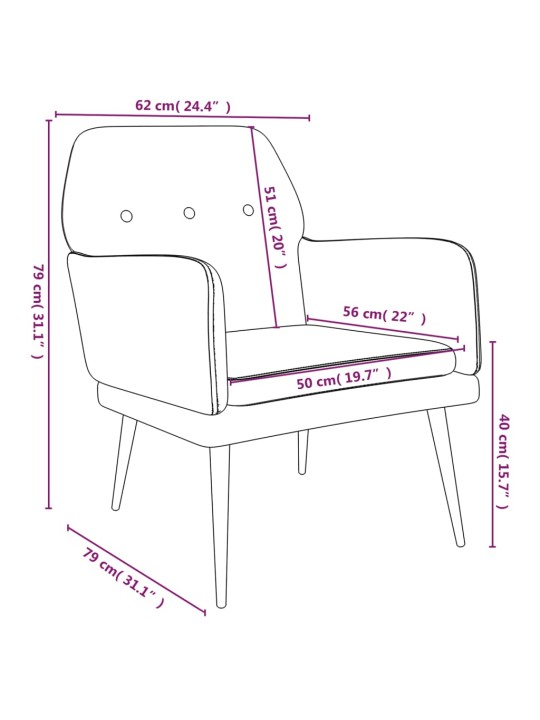 Tugitool, kollane, 62 x 79 x 79 cm, samet