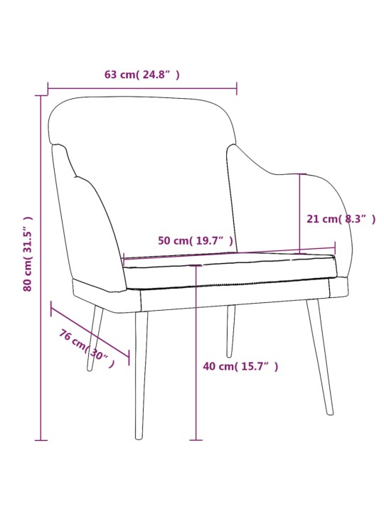 Tugitool, helehall, 63 x 76 x 80 cm, samet