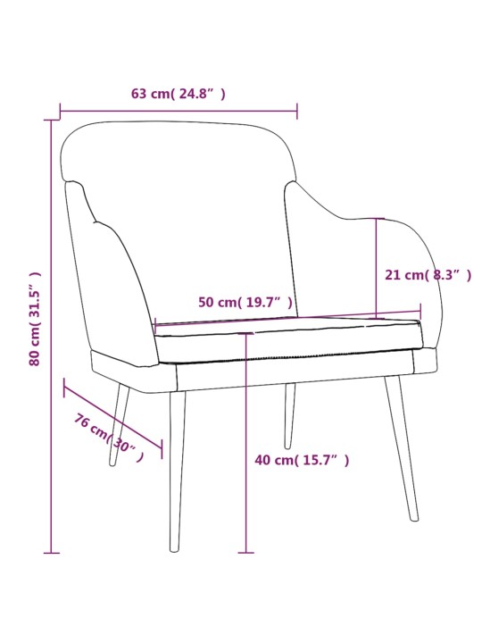 Tugitool, sinine, 63 x 76 x 80 cm, samet