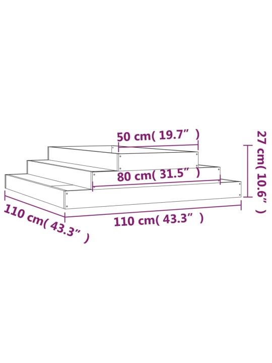 Taimekast, must, 110 x 110 x 27 cm, männipuit