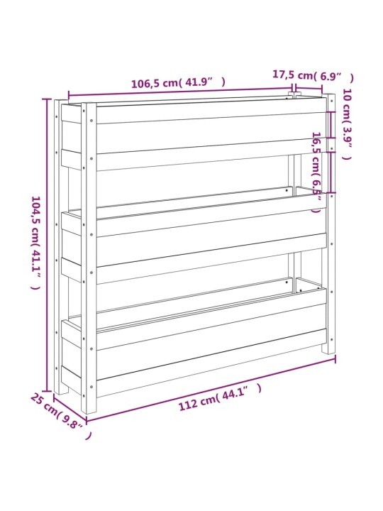 Taimekast, hall, 112 x 25 x 104,5 cm, männipuit