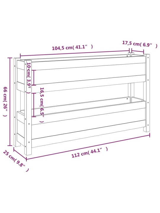 Taimekast, hall, 112 x 25 x 66 cm, männipuit