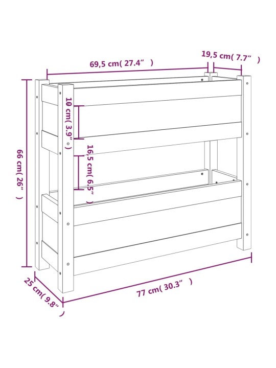 Taimekast, hall, 77 x 25 x 66 cm, männipuit