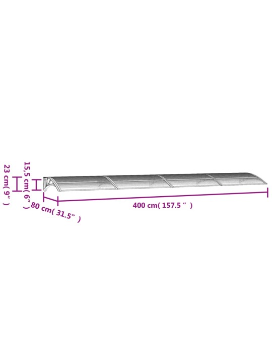 Ukse varikatus, must, 400 x 80 cm, polükarbonaat