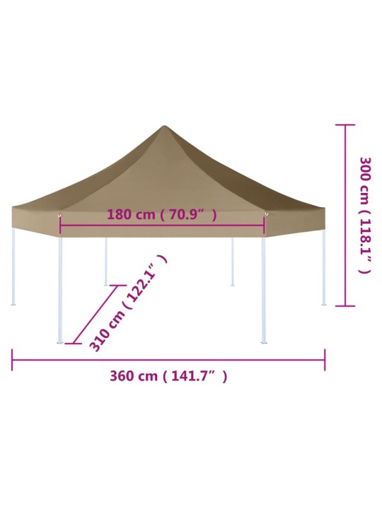 Kuusnurkne pop-up kokkupandav telk, 3,6x3,1 m, pruunikashall