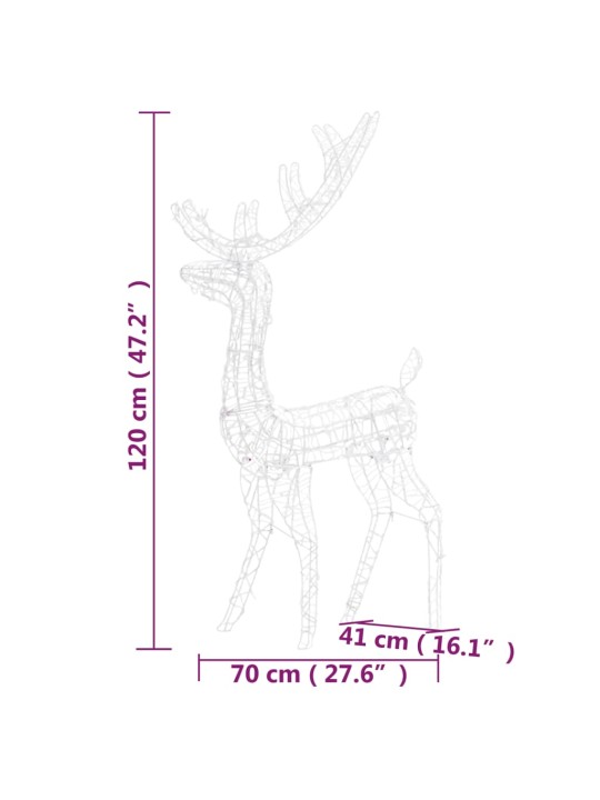 Akrüülist põhjapõdrad, 2 tk, 120 cm, soe valge