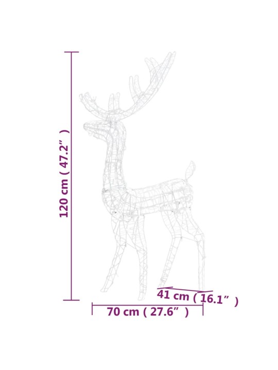 Akrüülist põhjapõdrad, 3 tk, 120 cm, soe valge