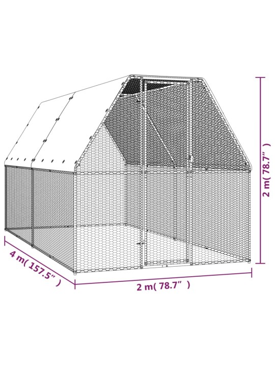 Õue kanapuur, 2 x 4 x 2 m, tsingitud teras