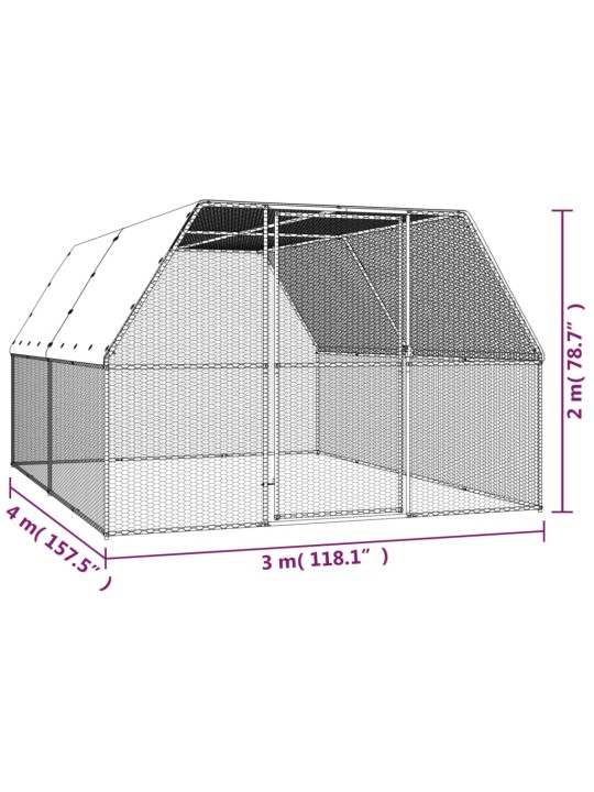 Õue kanapuur, 3 x 4 x 2 m, tsingitud teras