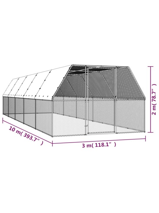 Õue kanapuur, 3 x 10 x 2 m, tsingitud teras