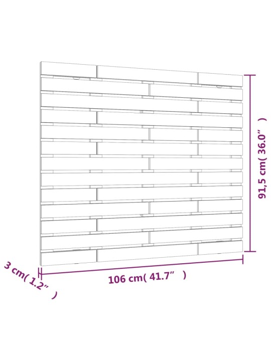 Seinale kinnitatav voodipeats, valge, 106x3x91,5 cm, männipuit