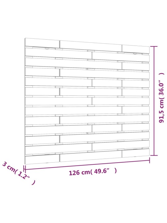 Seinale kinnitatav voodipeats, valge, 126x3x91,5 cm, männipuit