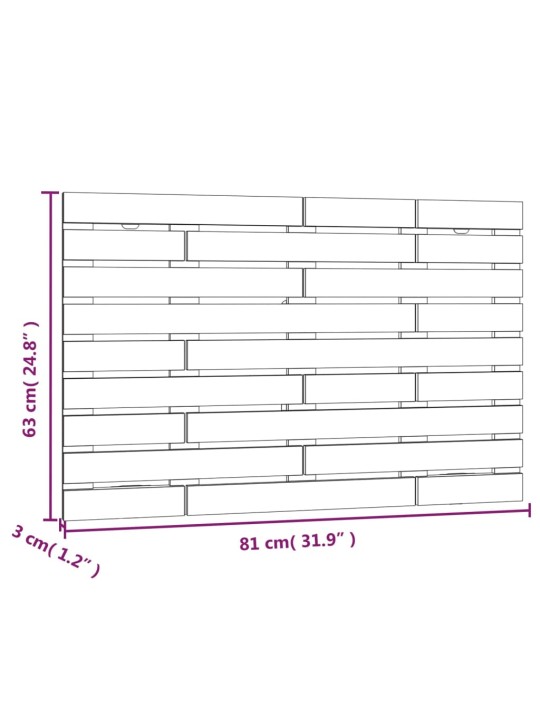 Seinale kinnitatav voodipeats, must, 81x3x63 cm, männipuit