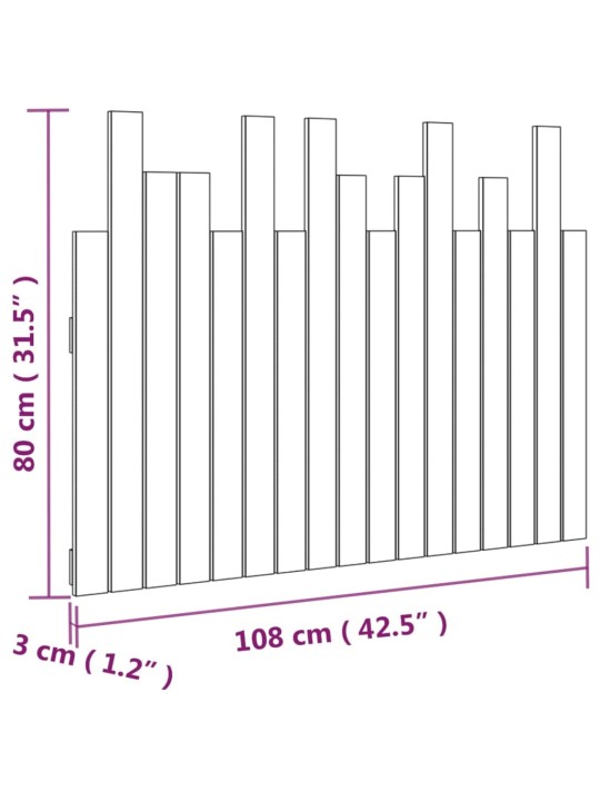 Seinale kinnitatav voodipeats, valge, 108x3x80 cm, männipuit