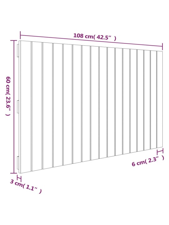 Seinale kinnitatav voodipeats, hall, 108x3x60 cm, männipuit