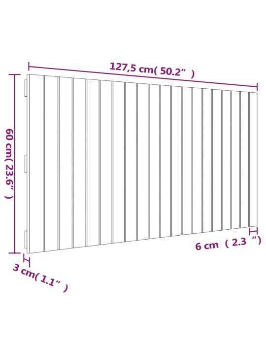 Seinale kinnitatav voodipeats, hall, 127,5x3x60 cm, männipuit