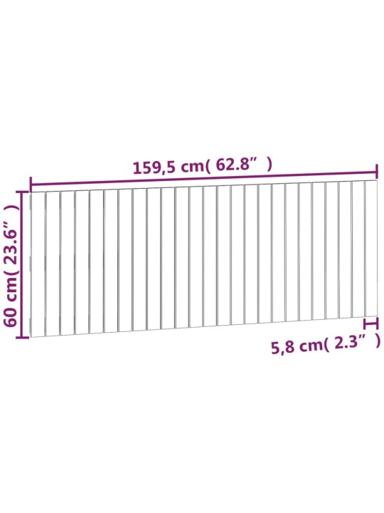 Seinale kinnitatav voodipeats, hall, 159,5x3x60 cm, männipuit