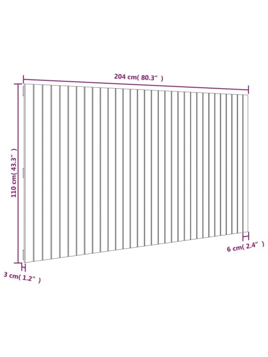 Seinale kinnitatav voodipeats, valge, 204x3x110 cm, männipuit